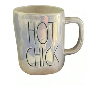 NWOT Rae Dunn Iridescent HOT CHICK Mug Off White Ceramic Coffee Tea Mug